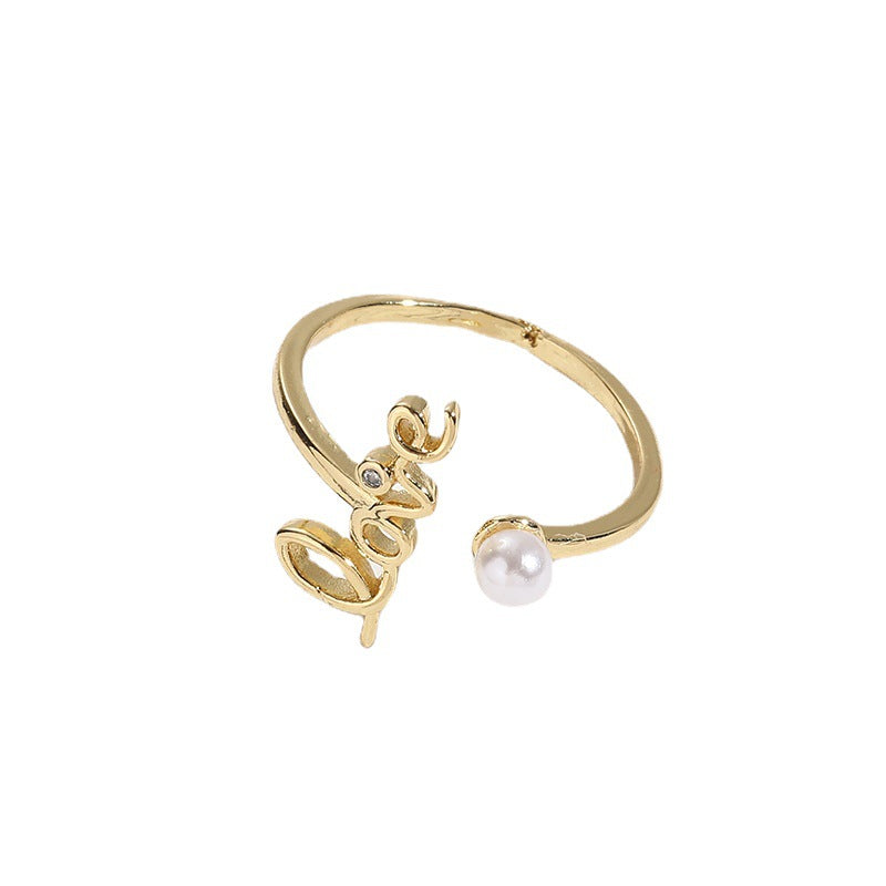 Anillos De Perlas De Imitación De Zircon De Carta De Amor Al Por Mayor